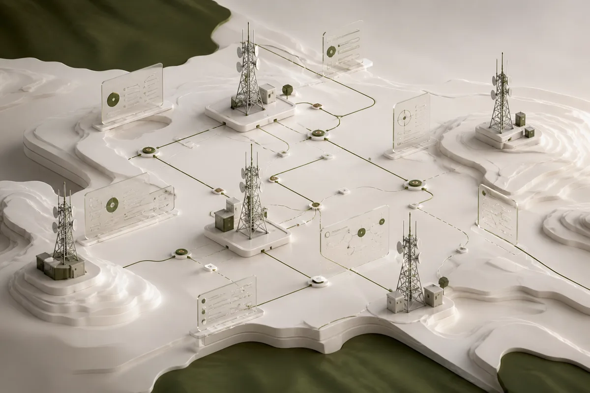 Editorial visualization of a connected telecom tower ERP