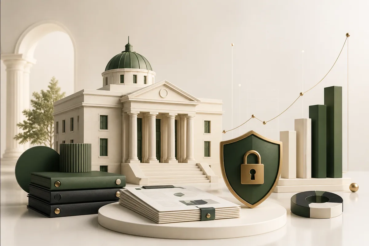 Editorial visualization of a secure municipal tax collection platform